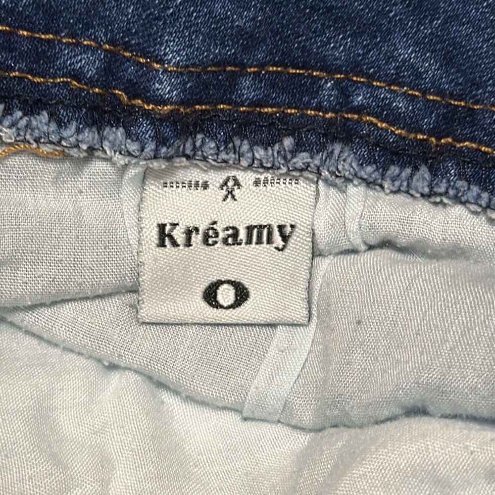 Kreamy Distressed Denim Skirt Size 0 - Picture 4 of 4